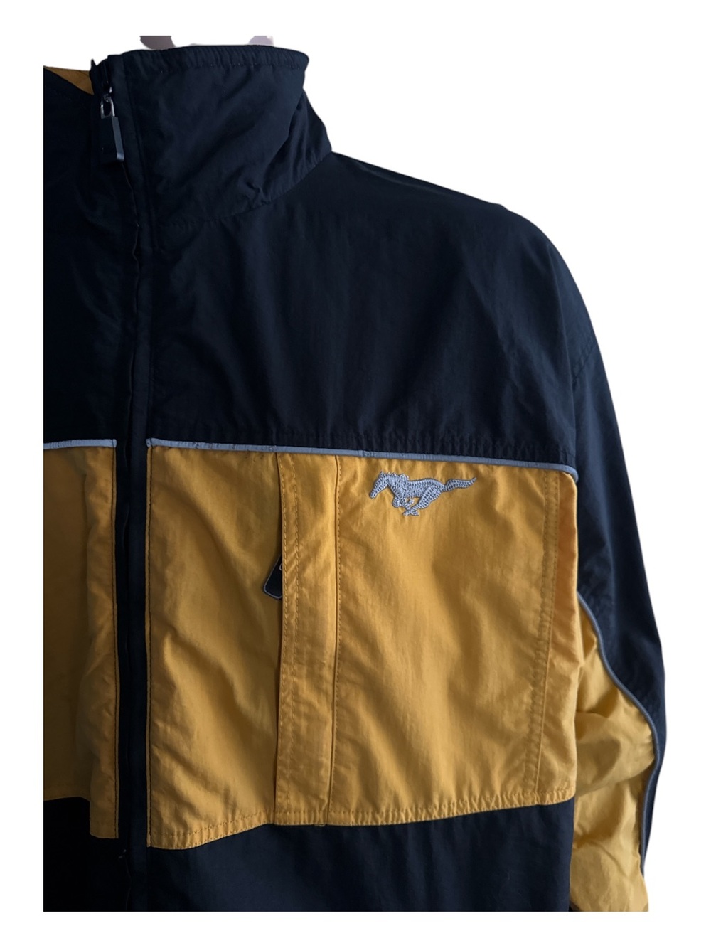 Ford Mustang Vintage Colorblock Racing Jacket Size XL Black Gold